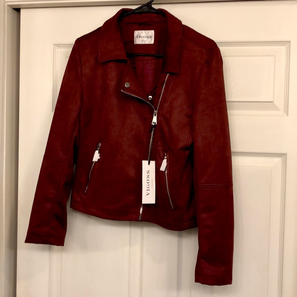 Feaux Suede Maroon Moto Jacket